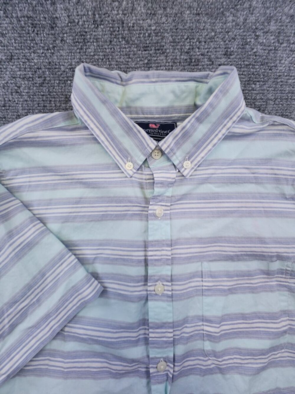 Vineyard Vines Slim Fit Murray Shirt Men's Medium Green Blue Striped Button Up